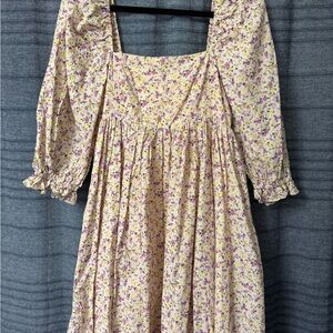 Storia Floral Dress with Purple and Yellow Accents BNWT Size Medium